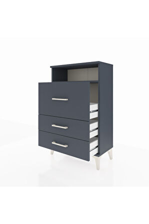 Arges Komodin Tek Raflı 3 Çekmeceli 60x30x96 Antrasit-Antrasit