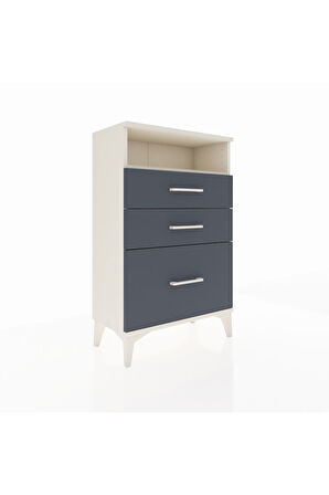 Arges Komodin Tek Raflı 3 Çekmeceli 60x30x96 Aytaşı-Antrasit