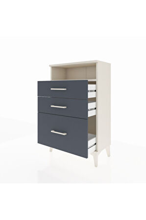 Arges Komodin Tek Raflı 3 Çekmeceli 60x30x96 Aytaşı-Antrasit