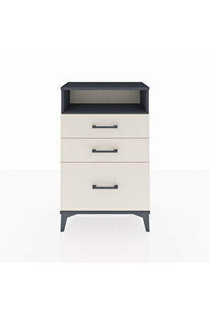 Arges Komodin Tek Raflı 3 Çekmeceli 60x30x96 Antrasit-Aytaşı