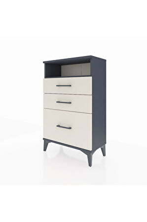 Arges Komodin Tek Raflı 3 Çekmeceli 60x30x96 Antrasit-Aytaşı