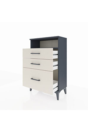 Arges Komodin Tek Raflı 3 Çekmeceli 60x30x96 Antrasit-Aytaşı