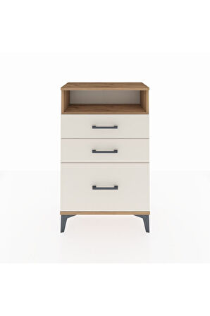 Arges Komodin Tek Raflı 3 Çekmeceli 60x30x96 Çam-Aytaşı