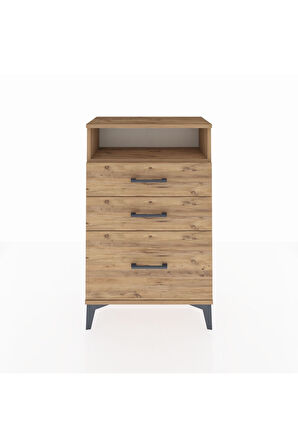 Arges Komodin Tek Raflı 3 Çekmeceli 60x30x96 Çam-Çam