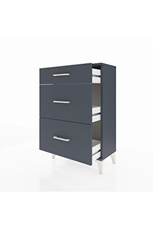Arges Komodin 3 Çekmeceli 60x30x96 Antrasit-Antrasit