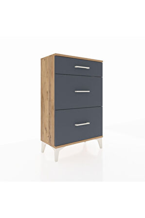 Arges Komodin 3 Çekmeceli 60x30x96 Çam-Antrasit