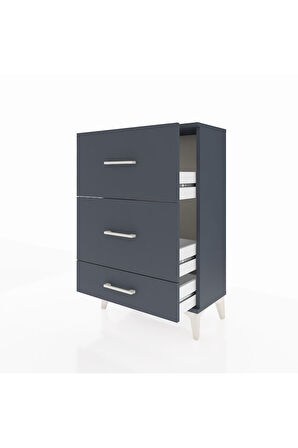 Arges Komodin 3 Çekmeceli 60x30x96 Antrasit-Antrasit