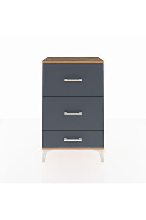 Arges Komodin 3 Çekmeceli 60x30x96 Çam-Antrasit