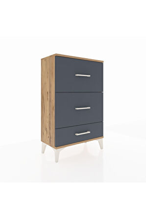 Arges Komodin 3 Çekmeceli 60x30x96 Çam-Antrasit