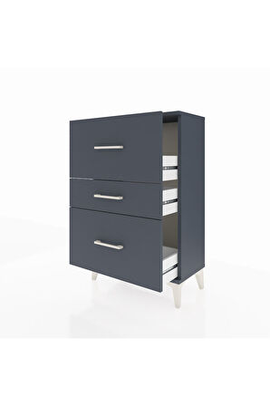 Arges Komodin 3 Çekmeceli 60x30x96 Antrasit-Antrasit