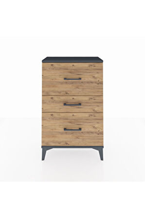 Arges Komodin 3 Çekmeceli 60x30x96 Antrasit-Çam