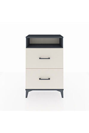 Arges Komodin Tek Raflı 2 Çekmeceli 60x30x96 Antrasit-Aytaşı