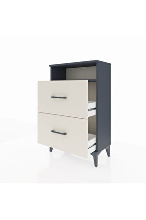 Arges Komodin Tek Raflı 2 Çekmeceli 60x30x96 Antrasit-Aytaşı