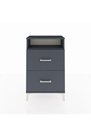 Arges Komodin Tek Raflı 2 Çekmeceli 60x30x96 Antrasit-Antrasit