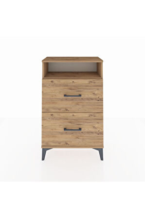 Arges Komodin Tek Raflı 2 Çekmeceli 60x30x96 Çam-Çam