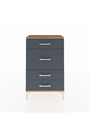 Arges Komodin 4 Çekmeceli 60x30x96 Çam-Antrasit
