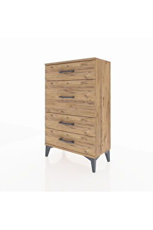 Arges Komodin 4 Çekmeceli 60x30x96 Çam-Çam
