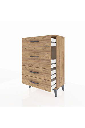 Arges Komodin 4 Çekmeceli 60x30x96 Çam-Çam