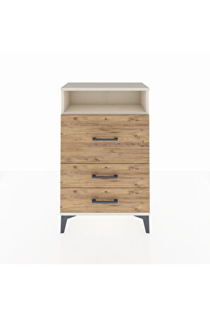 Arges Komodin Tek Raflı 3 Çekmeceli 60x30x96 Aytaşı-Çam