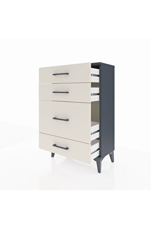 Arges Komodin 4 Çekmeceli 60x30x96 Antrasit-Aytaşı