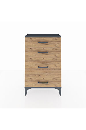 Arges Komodin 4 Çekmeceli 60x30x96 Antrasit-Çam