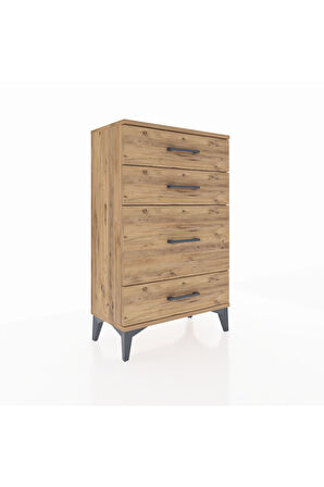 Arges Komodin 4 Çekmeceli 60x30x96 Çam-Çam