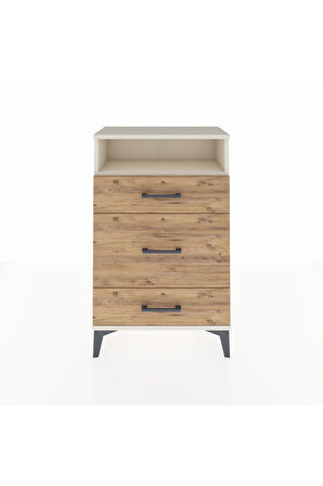 Arges Komodin Tek Raflı 3 Çekmeceli 60x30x96 Aytaşı-Çam