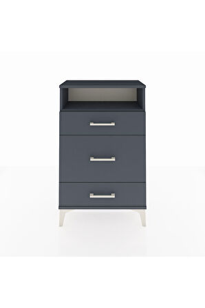Arges Komodin Tek Raflı 3 Çekmeceli 60x30x96 Antrasit-Antrasit