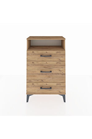 Arges Komodin Tek Raflı 3 Çekmeceli 60x30x96 Çam-Çam