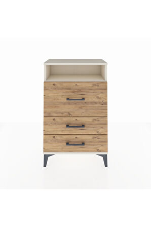 Arges Komodin Tek Raflı 3 Çekmeceli 60x30x96 Aytaşı-Çam
