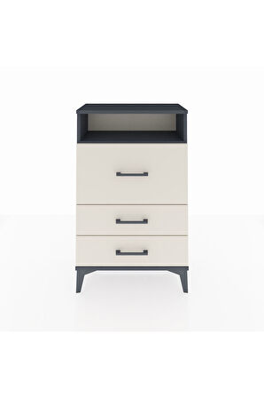 Arges Komodin Tek Raflı 3 Çekmeceli 60x30x96 Antrasit-Aytaşı