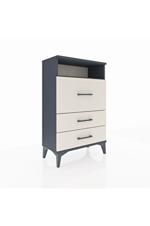 Arges Komodin Tek Raflı 3 Çekmeceli 60x30x96 Antrasit-Aytaşı