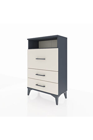 Arges Komodin Tek Raflı 3 Çekmeceli 60x30x96 Antrasit-Aytaşı