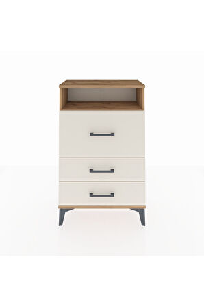 Arges Komodin Tek Raflı 3 Çekmeceli 60x30x96 Çam-Aytaşı
