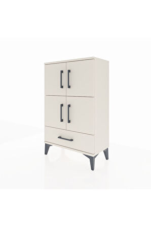 Arges Komodin 4 Raflı Tek Çekmeceli 4 Kapaklı 60x30x96 Aytaşı-Aytaşı