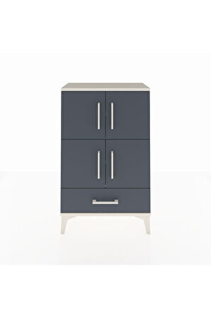 Arges Komodin 4 Raflı Tek Çekmeceli 4 Kapaklı 60x30x96 Aytaşı-Antrasit