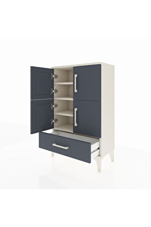 Arges Komodin 4 Raflı Tek Çekmeceli 4 Kapaklı 60x30x96 Aytaşı-Antrasit