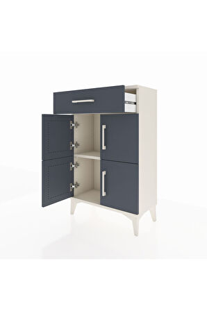 Arges Komodin Tek Raflı Tek Çekmeceli 4 Kapaklı 60x30x96 Aytaşı-Antrasit