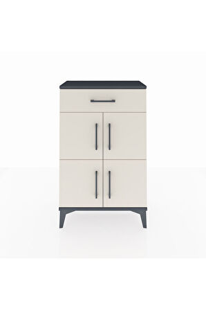 Arges Komodin Tek Raflı Tek Çekmeceli 4 Kapaklı 60x30x96 Antrasit-Aytaşı