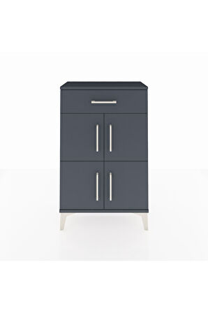 Arges Komodin Tek Raflı Tek Çekmeceli 4 Kapaklı 60x30x96 Antrasit-Antrasit