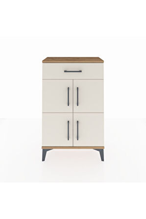 Arges Komodin Tek Raflı Tek Çekmeceli 4 Kapaklı 60x30x96 Çam-Aytaşı