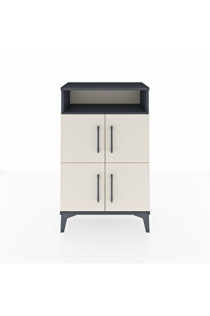 Arges Komodin Tek Raflı 4 Kapaklı 60x30x96 Antrasit-Aytaşı