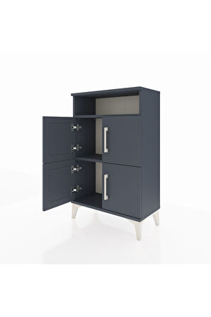 Arges Komodin Tek Raflı 4 Kapaklı 60x30x96 Antrasit-Antrasit