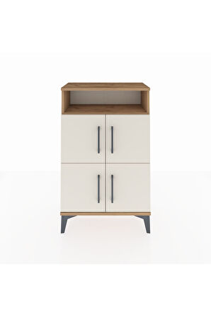 Arges Komodin Tek Raflı 4 Kapaklı 60x30x96 Çam-Aytaşı