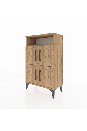 Arges Komodin Tek Raflı 4 Kapaklı 60x30x96 Çam-Çam