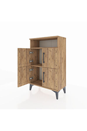 Arges Komodin Tek Raflı 4 Kapaklı 60x30x96 Çam-Çam