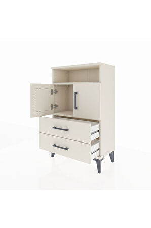 Arges Komodin 2 Raflı 2 Çekmeceli 2 Kapaklı 60x30x96 Aytaşı-Aytaşı