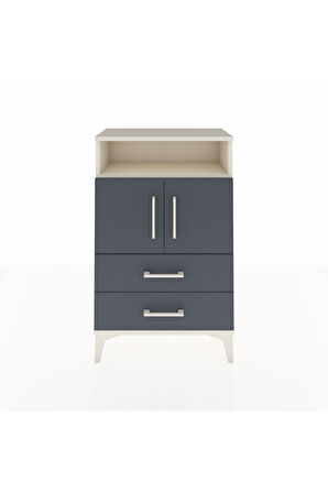 Arges Komodin 2 Raflı 2 Çekmeceli 2 Kapaklı 60x30x96 Aytaşı-Antrasit