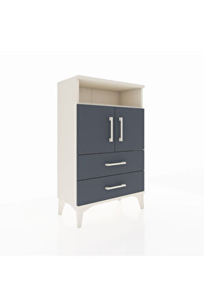 Arges Komodin 2 Raflı 2 Çekmeceli 2 Kapaklı 60x30x96 Aytaşı-Antrasit