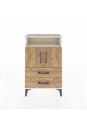 Arges Komodin 2 Raflı 2 Çekmeceli 2 Kapaklı 60x30x96 Aytaşı-Çam
